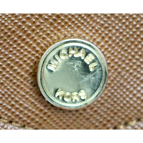 MICHAEL KORS RED NYLON CANVAS TAN BROWN GENUINE LEATHER TRIM TOTE SHOULDER BAG - Picture 6 of 14